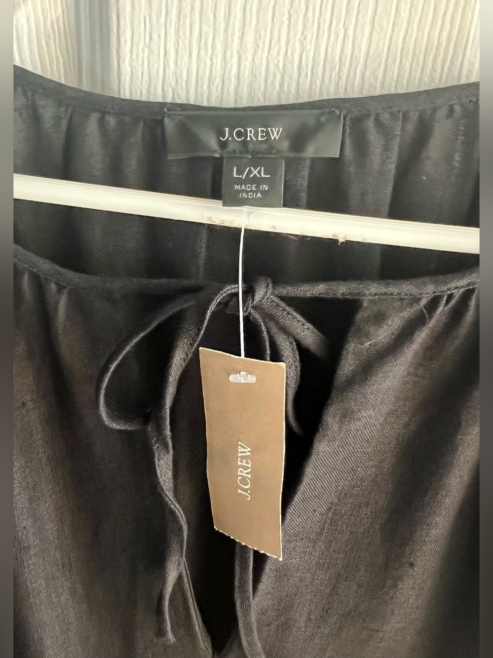 J. Crew 100% Linen Tiered Black Maxi Dress Size L/XL NWT Pockets Coastal Peasant - Picture 11 of 13